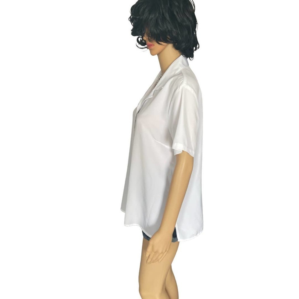 Solid Lapel Neck Button Front Blouse - image 8